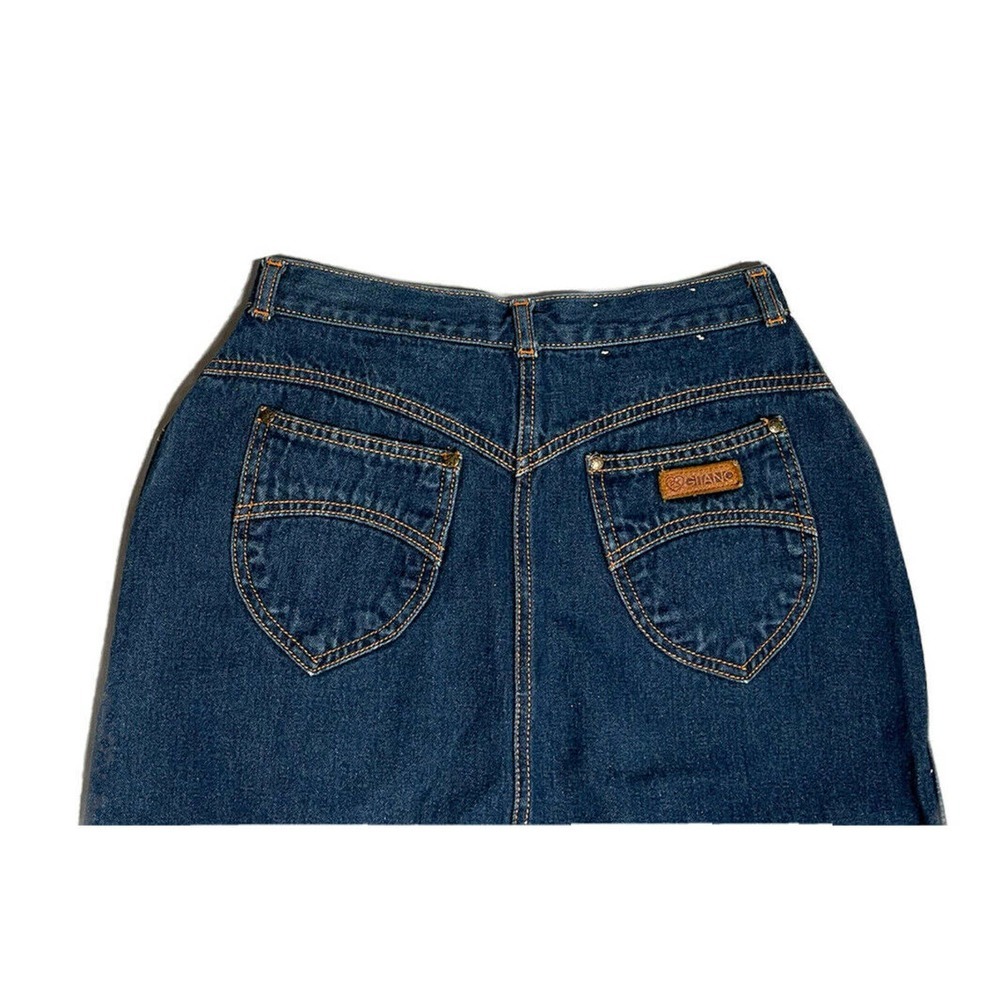 Womens PS GITANO Vintage Retro High-Waist Blue Denim Knee Length Jean Skirt 12 - Picture 5 of 7